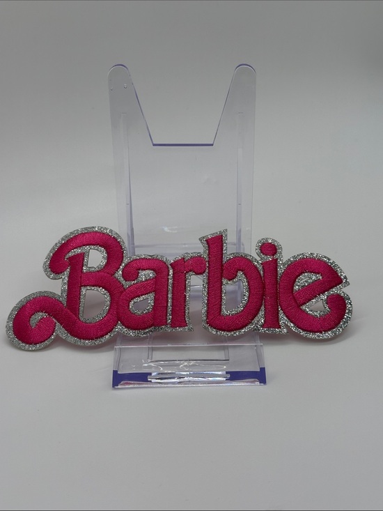 Barbie Accessories - Barbie Hot Pink Logo Patch with Silver Glitter Border